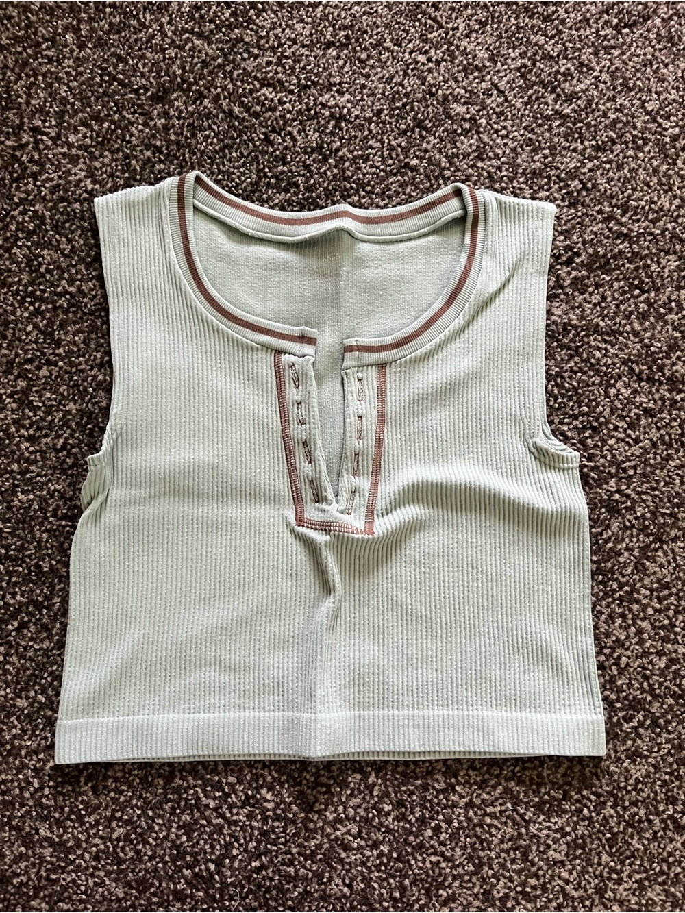 Sleeveless Ribbed Crop Top in Light Sage